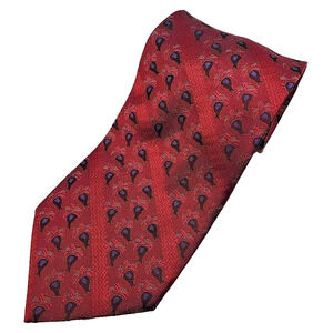 Ferrell Reed Silk Jacquard Necktie - Red with Stripe Pattern - Like New